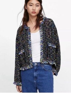 Zara Women's Button Front Cardigan Sweater Knitted Long Sleeve Size M